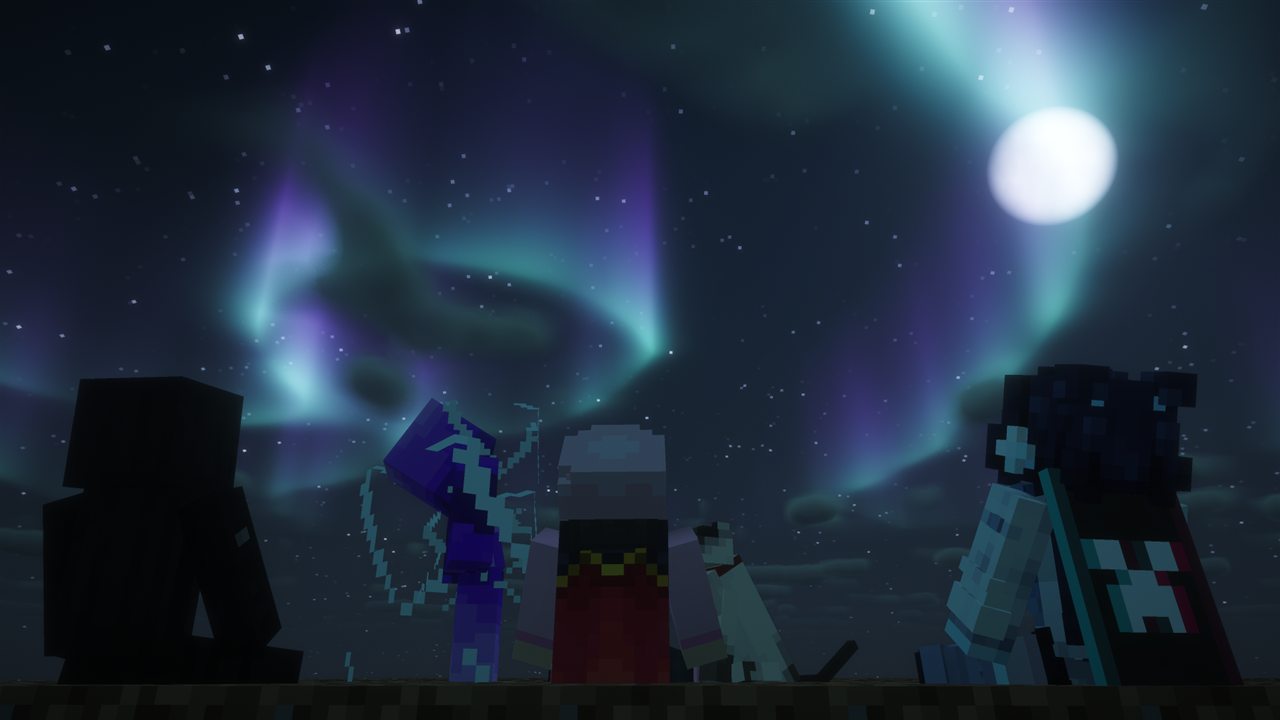 SoftBloom players gathered together beneath the night sky